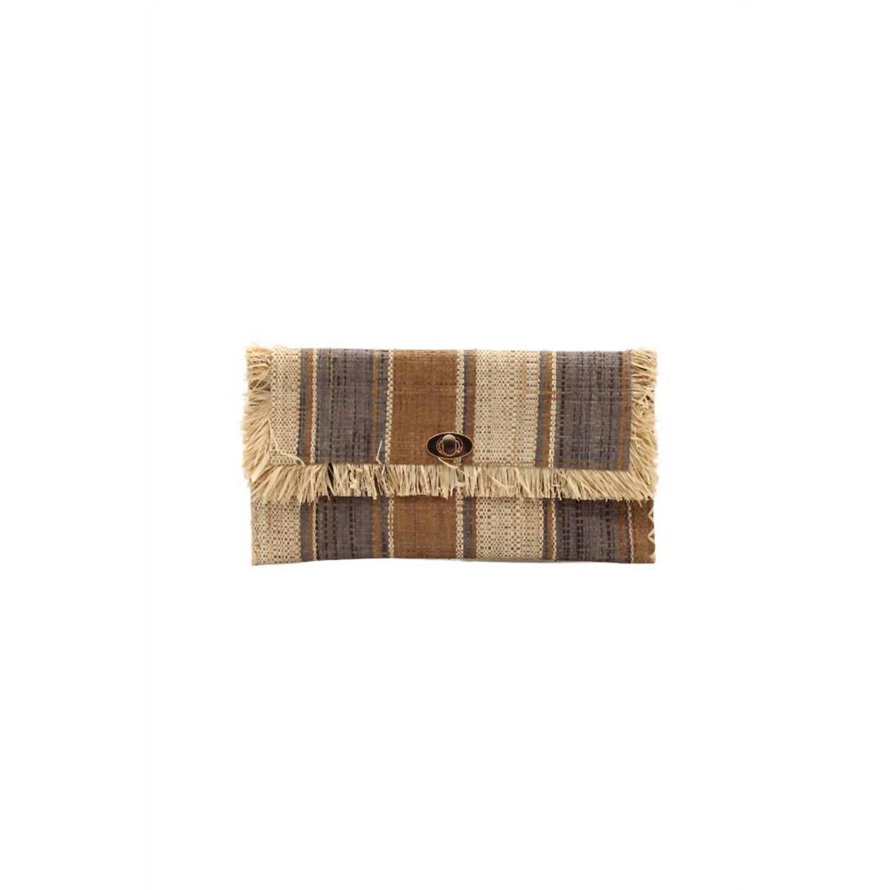 NEW SHEBOBO women's sophie straw envelope clutch bag in tobacco swirl